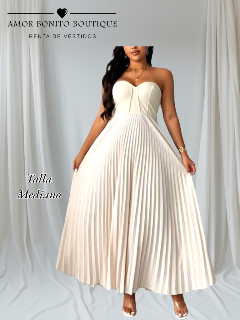 Vestido beige plisado