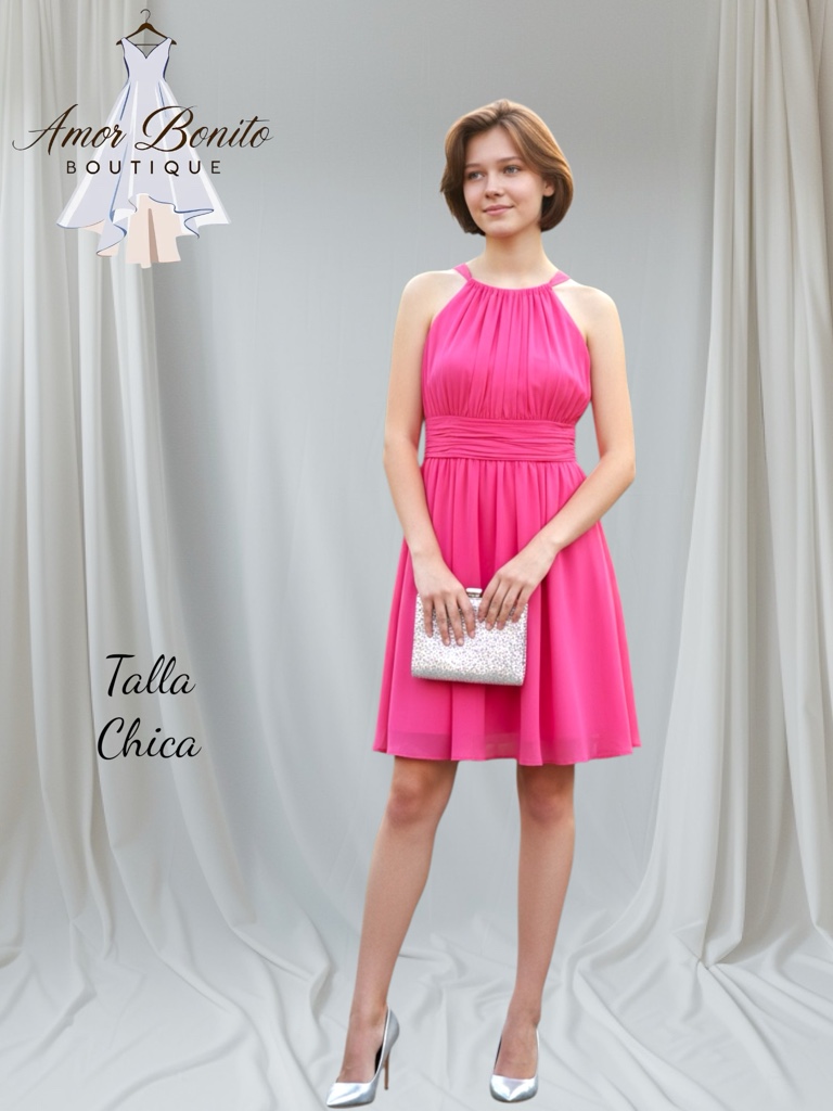 Vestido rosa corto halter