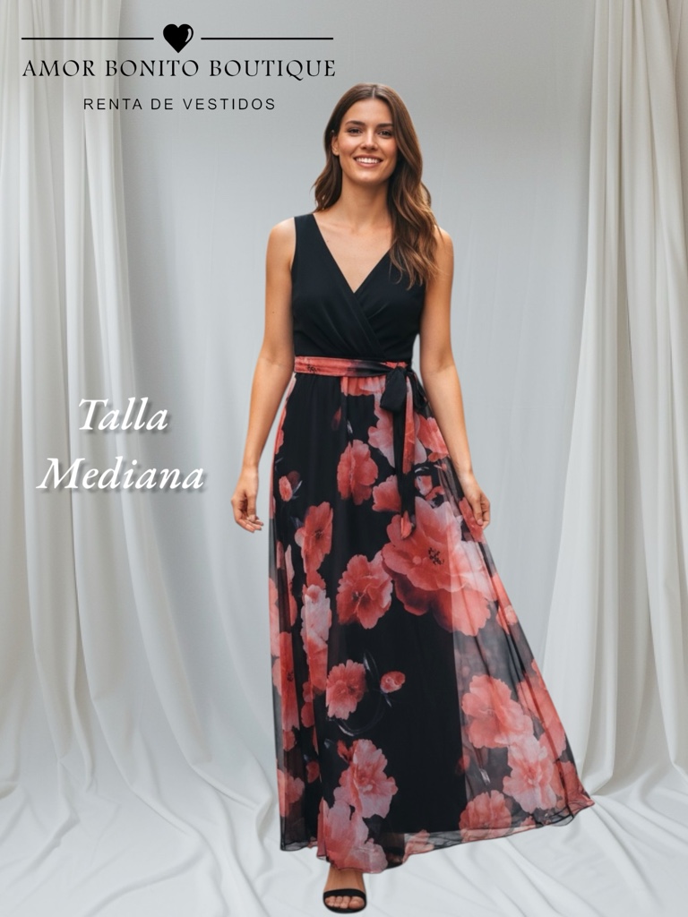 Vestido floral negro