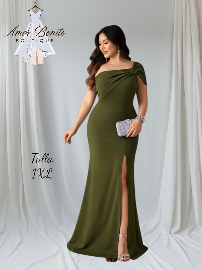 Vestido verde militar largo