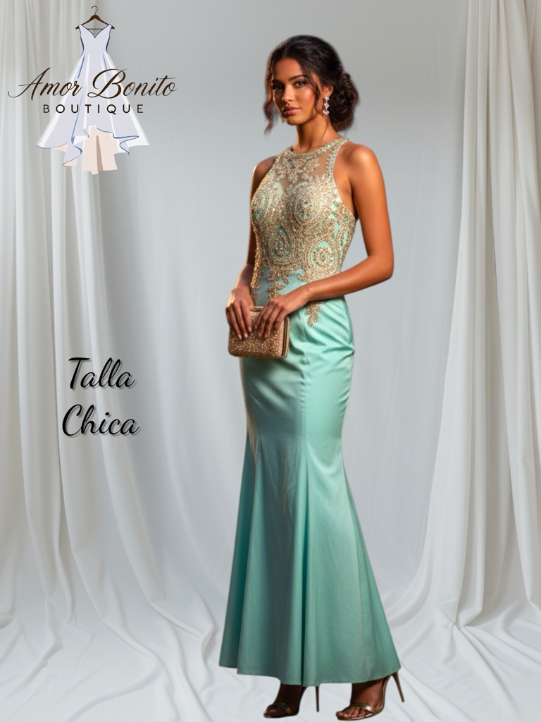 Vestido verde menta gala