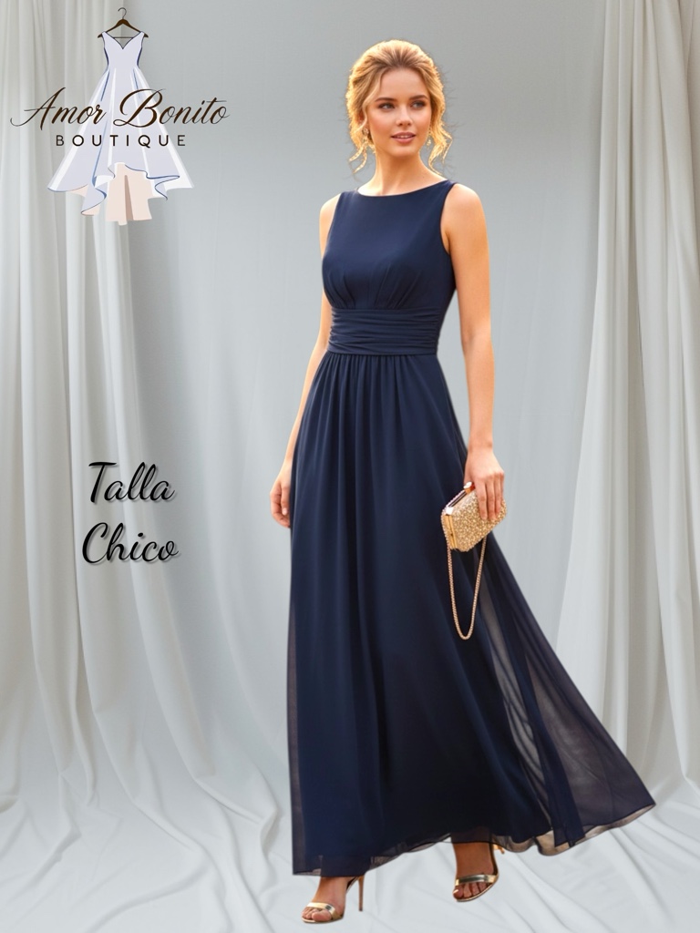Vestido azul marino tobillero