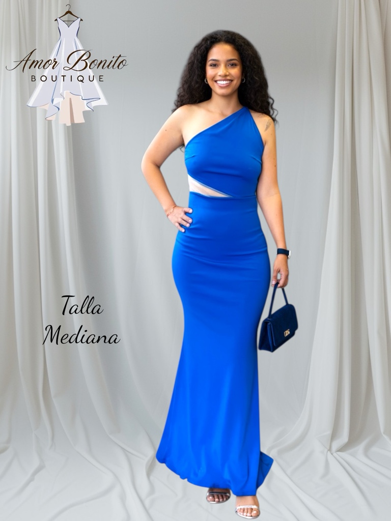 Vestido azul rey 1 hombro