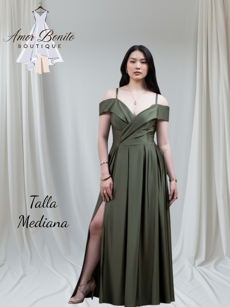 Vestido verde oliva largo