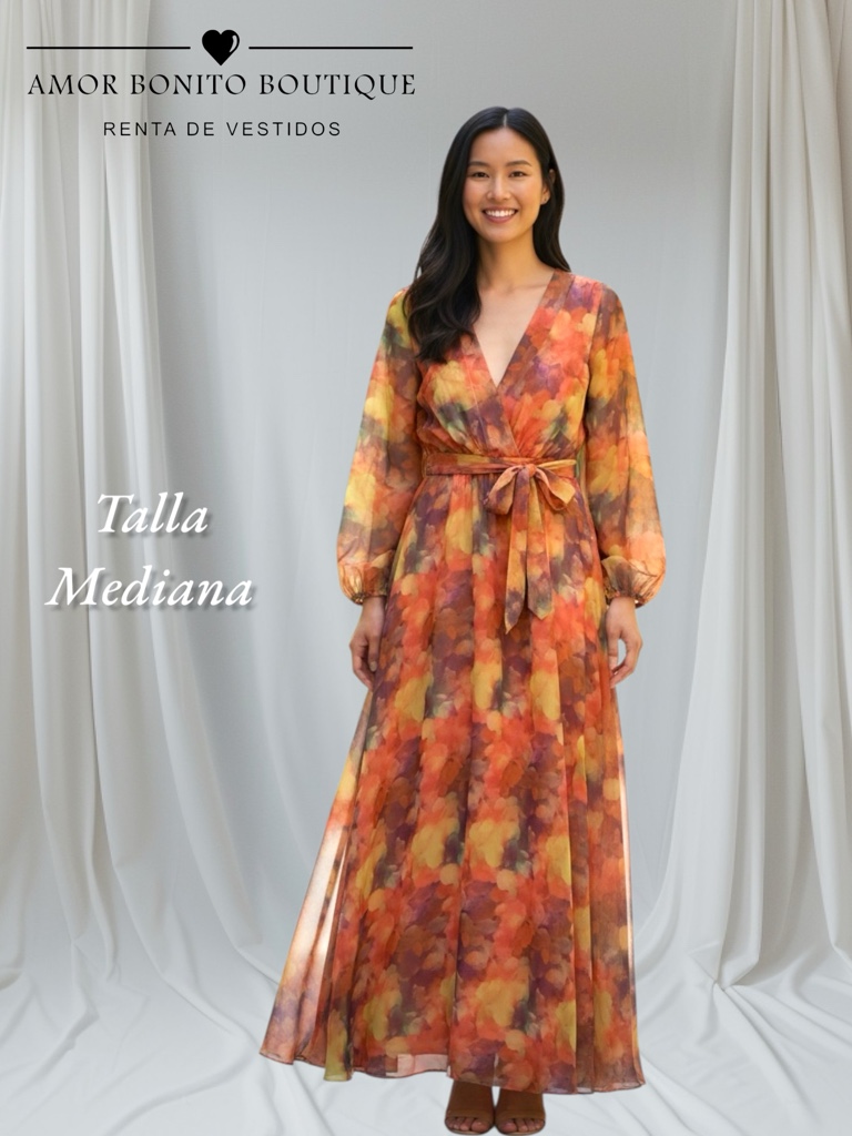 Vestido floral naranja