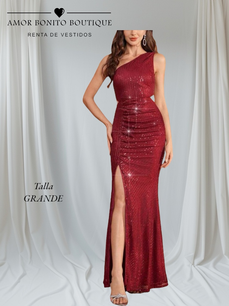 Vestido rojo vino lentejuela