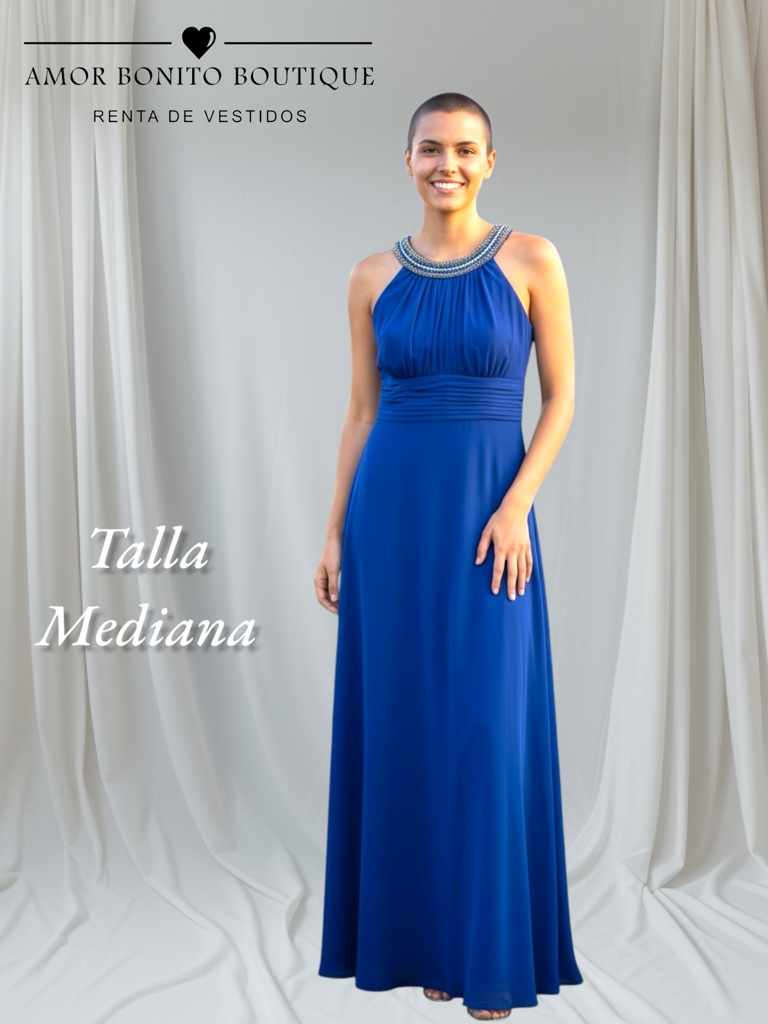 Vestido azul rey collar