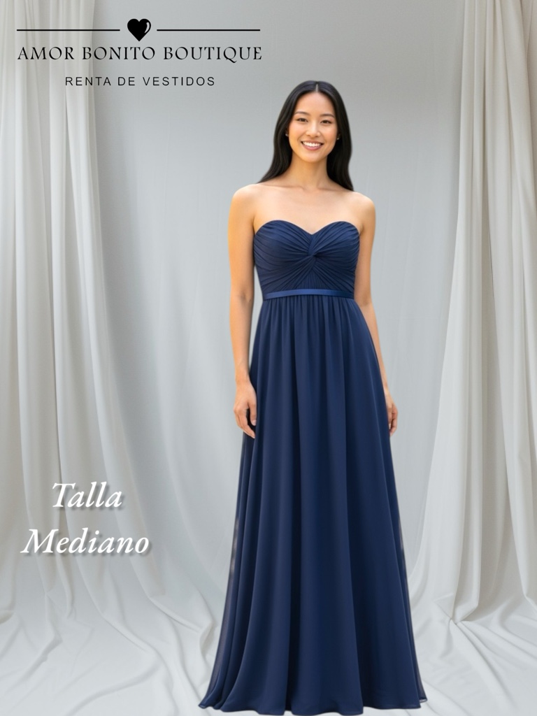 Vestido azul marino strapless
