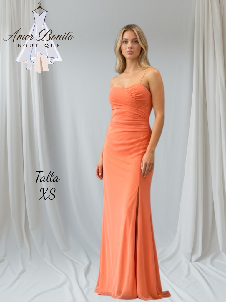 Vestido durazno strapless XS
