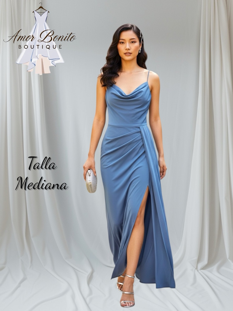 Vestido azul petróleo