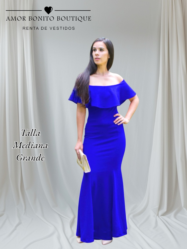 Vestido azul rey campesino