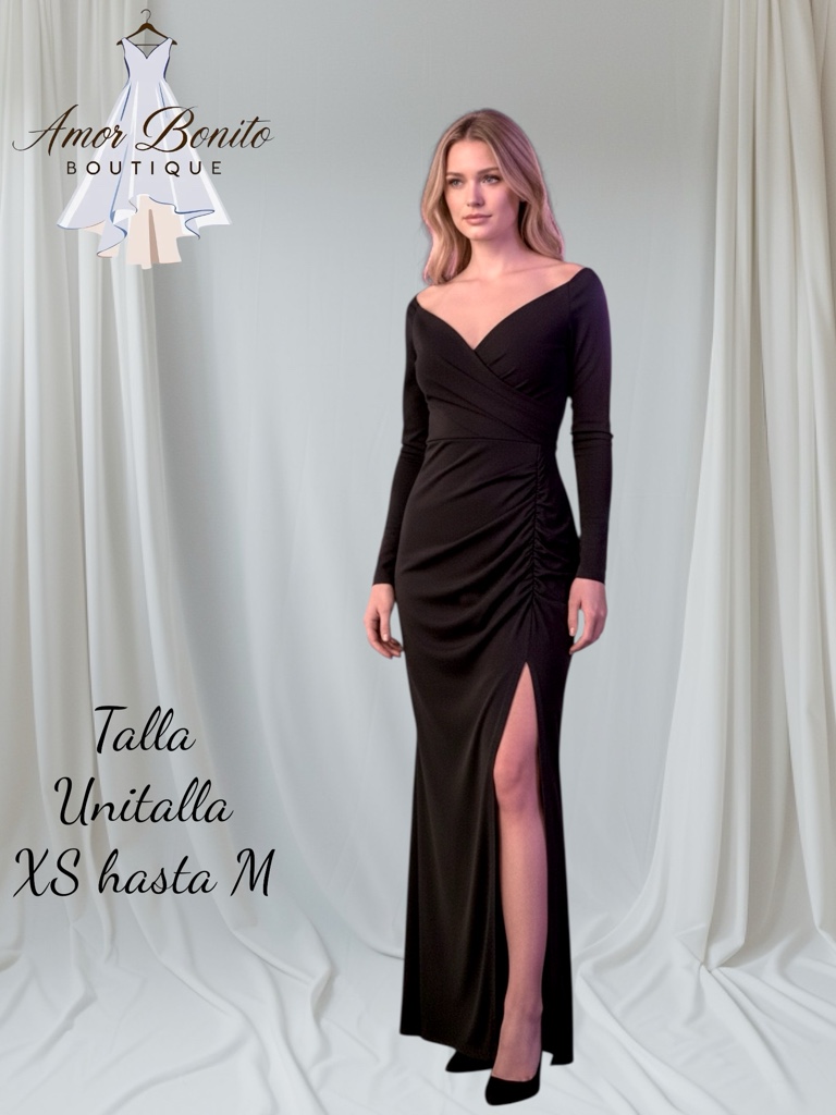 Vestido negro manga larga