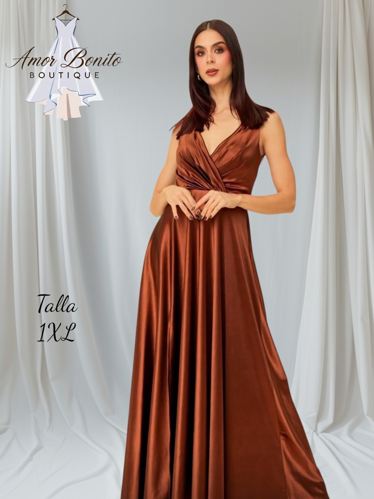 Vestido satinado cobre