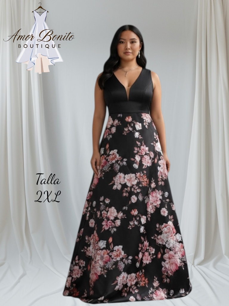 Vestido negro floral