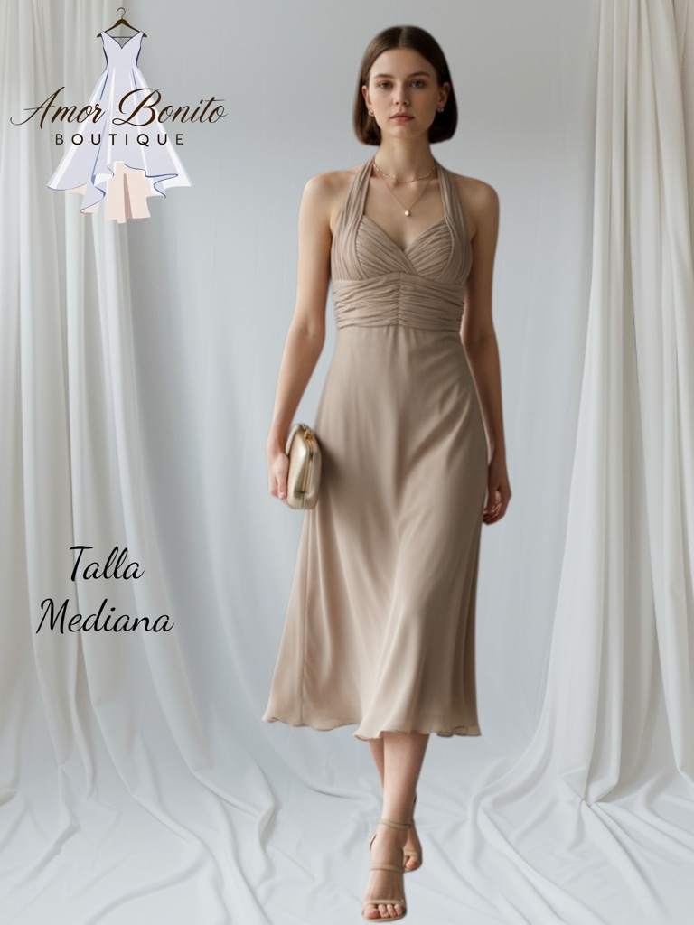 Vestido beige corto cóctel