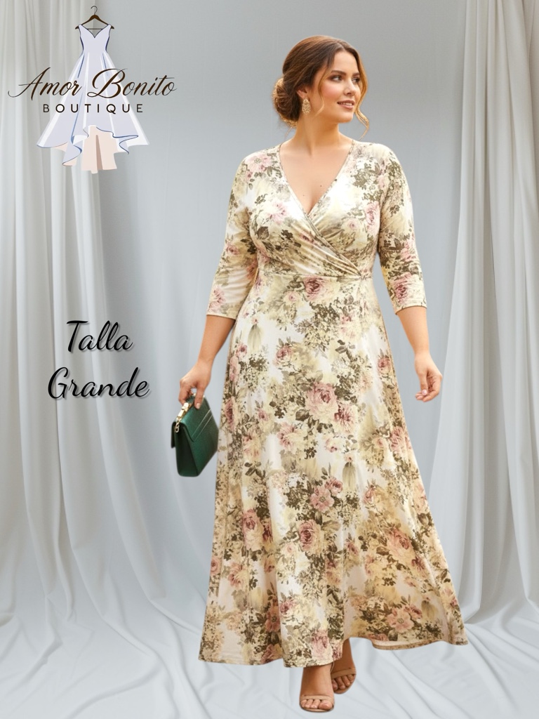 Vestido floral beige