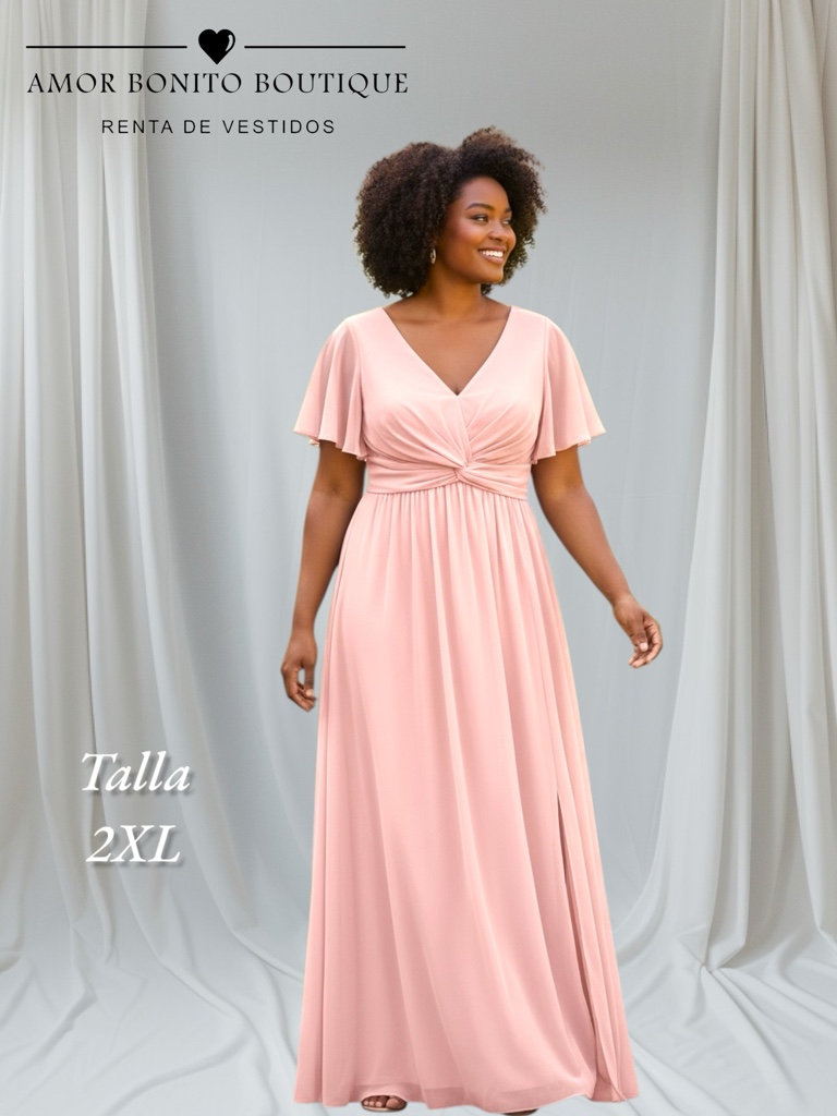 Vestido rosa mangas mesh