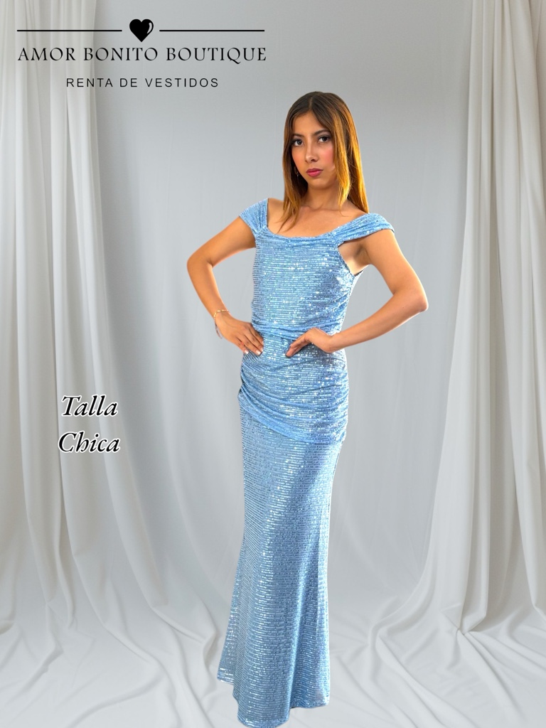 Vestido azul cielo lentejuela