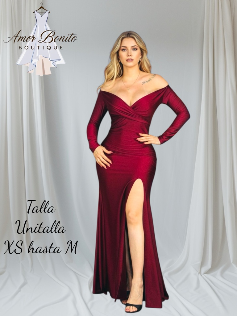 Vestido vino manga larga
