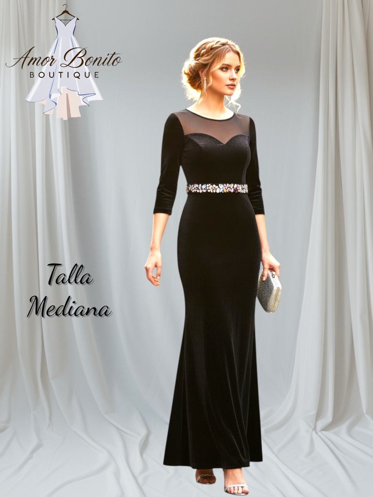 Vestido terciopelo negro largo