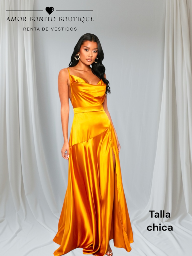 Vestido satinado mostaza