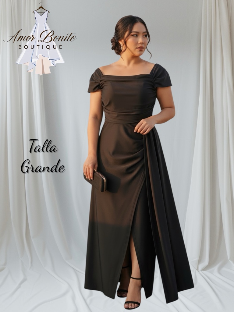 Vestido negro largo licra satin