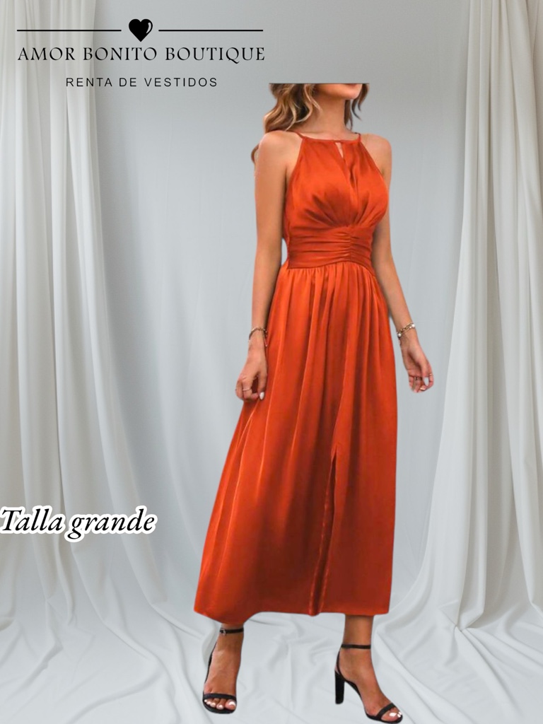 Vestido terracota satin