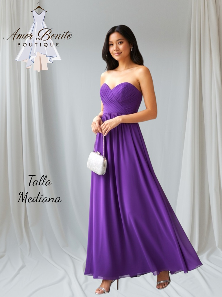 Vestido morado strapless