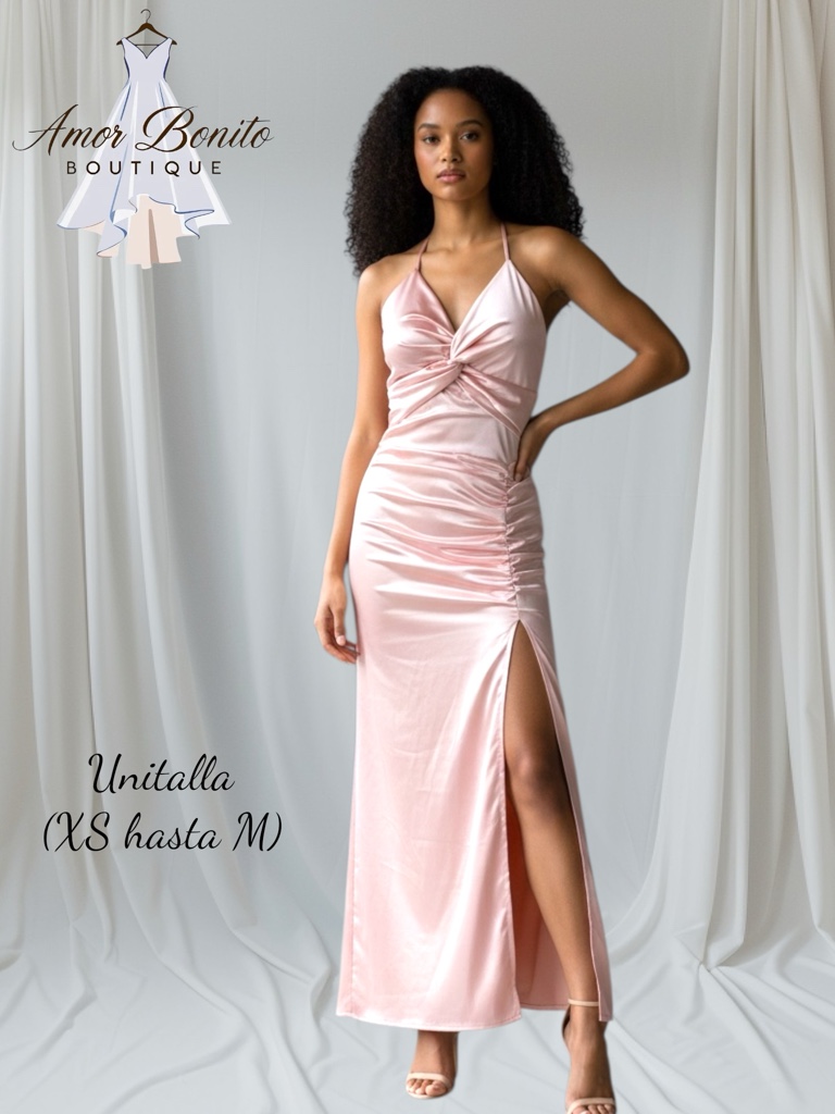 Vestido rosa satinado