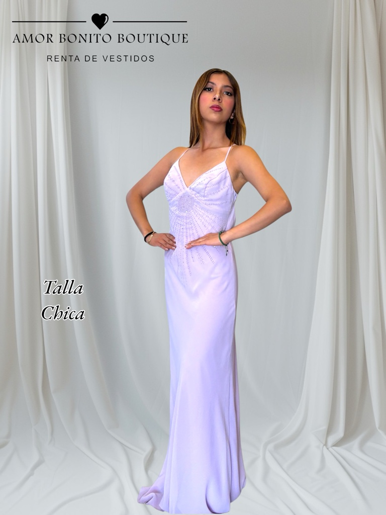 Vestido lila chaquira