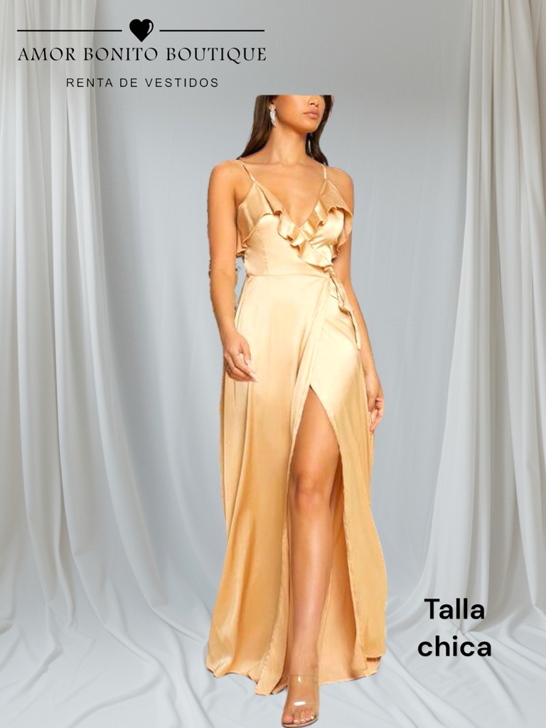 vestido dorado satin
