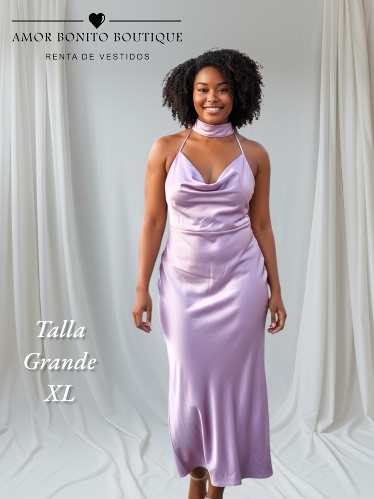 Vestido lila largo satin