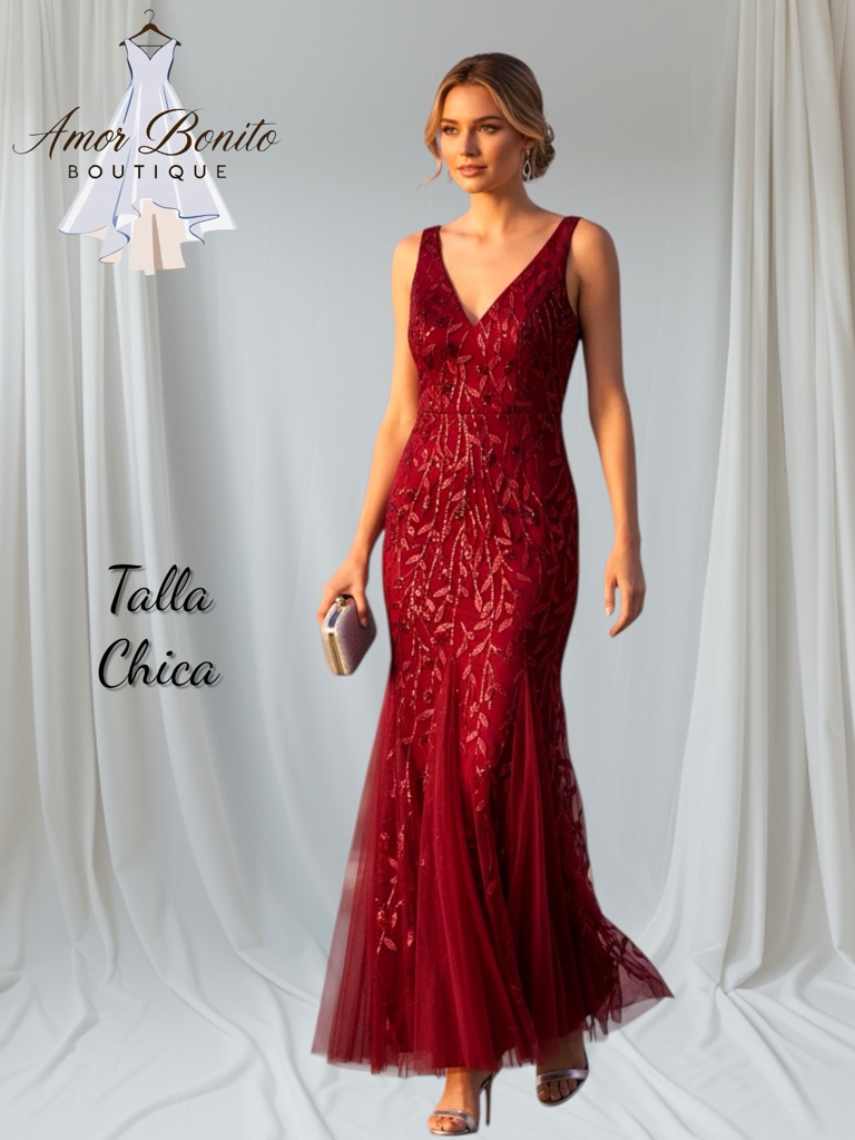Vestido vino lentejuela