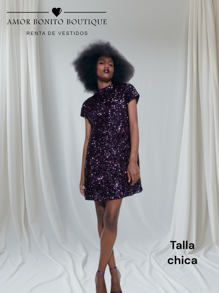 Vestido corto morado lentejuelas