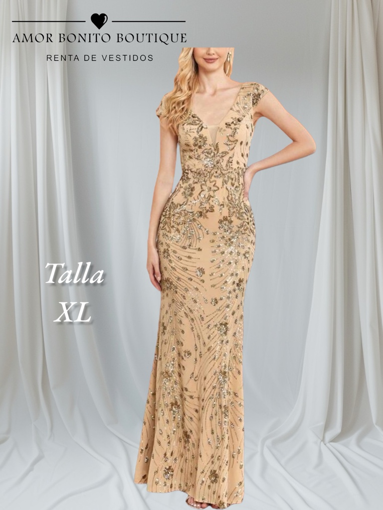 Vestido dorado lentejuela hombros