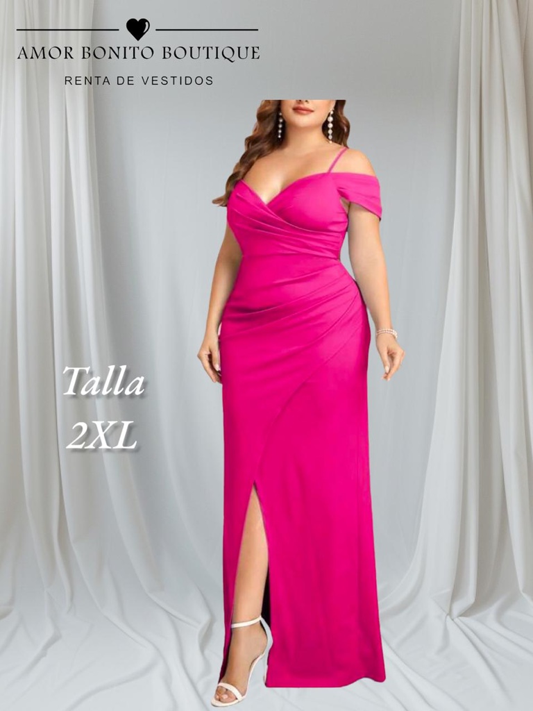 Vestido rosa fucsia hombros descubiertos