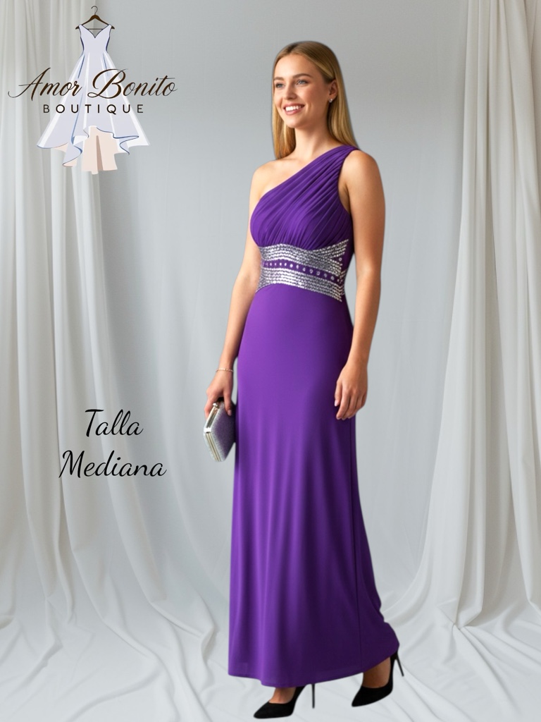 Vestido morado plata elegante