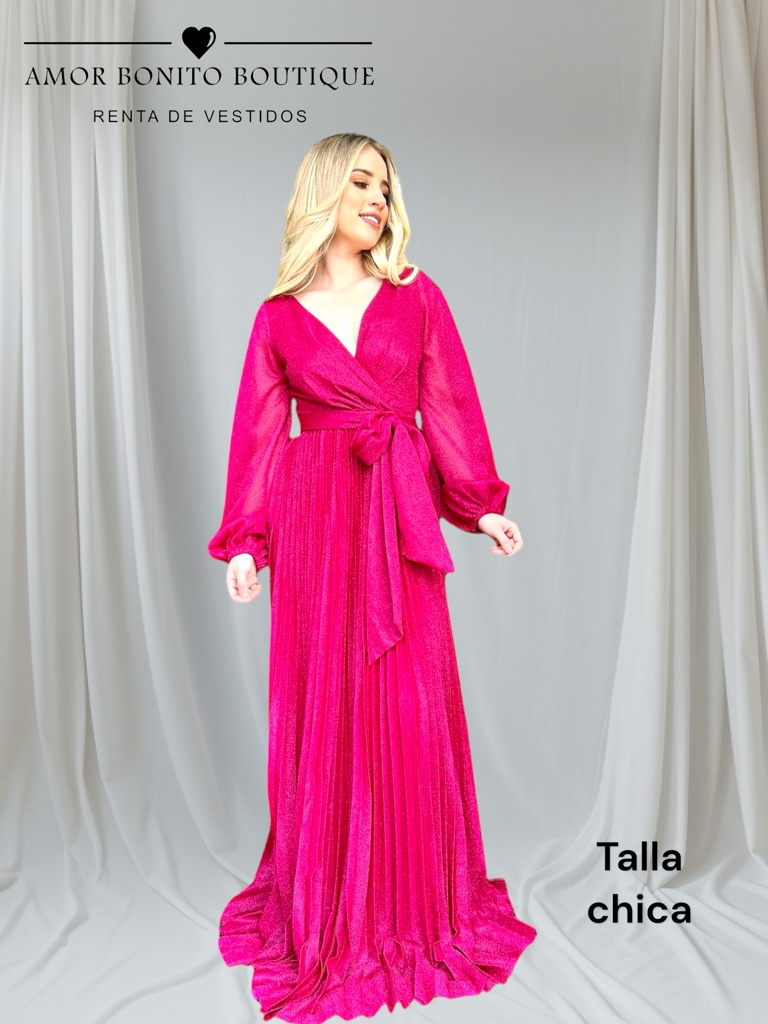 Vestido fucsia manga larga