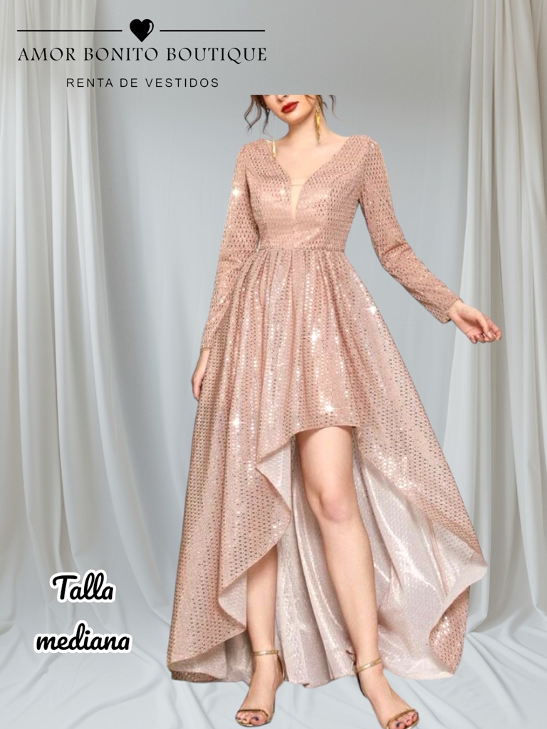 Vestido champaña brillo