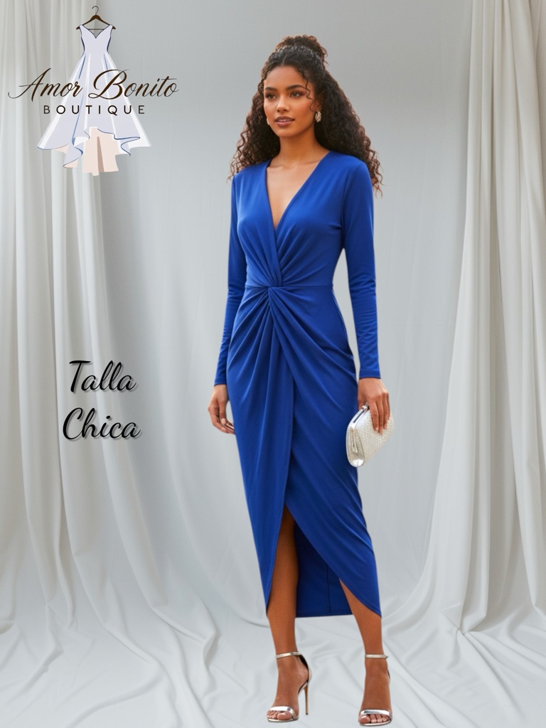 Vestido azul rey manga larga
