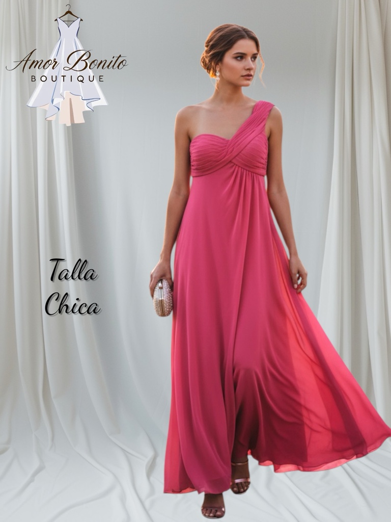 Vestido rosa mexicano 1 hombro