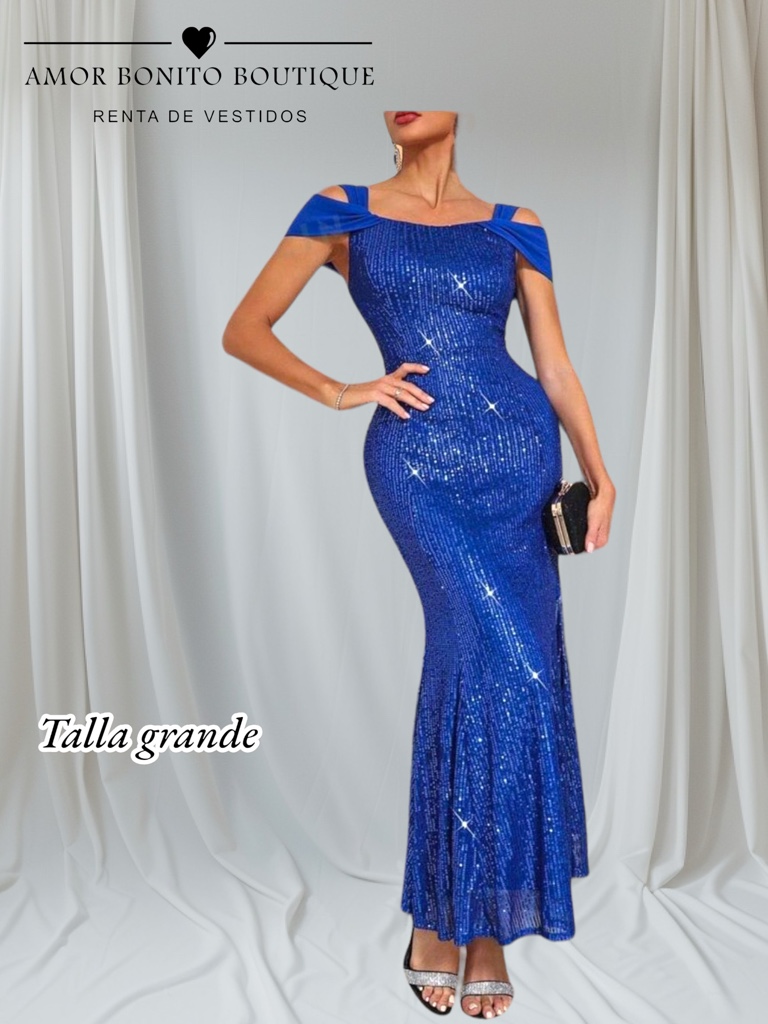 Vestido azul rey lentejuela