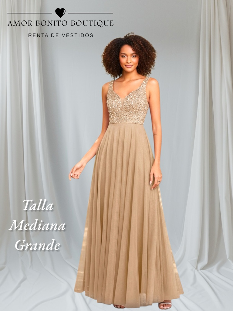 Vestido beige  brillo