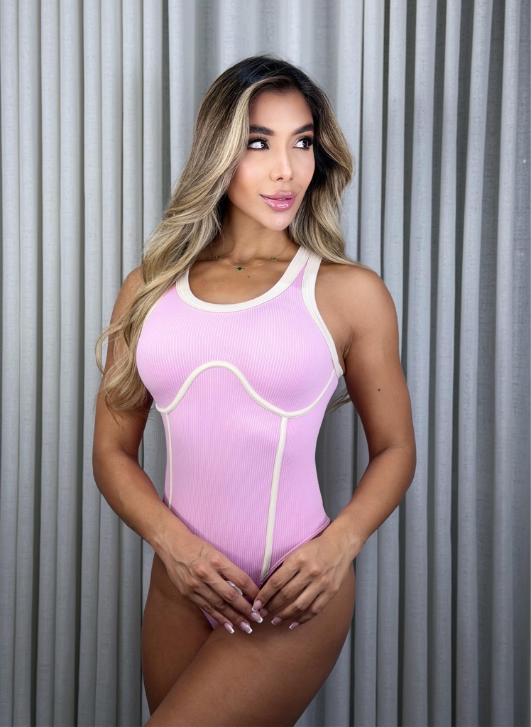 Body Triple Sesgo Rosa