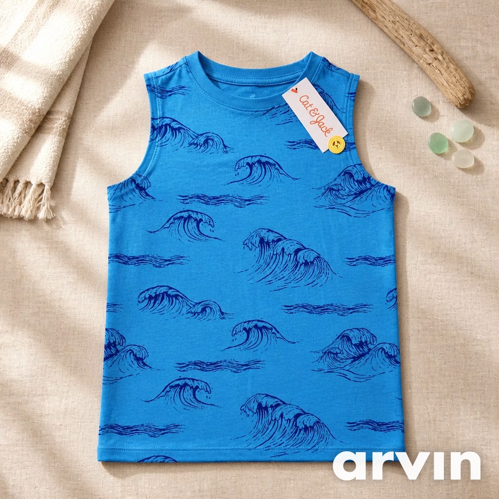 Playera azul olas