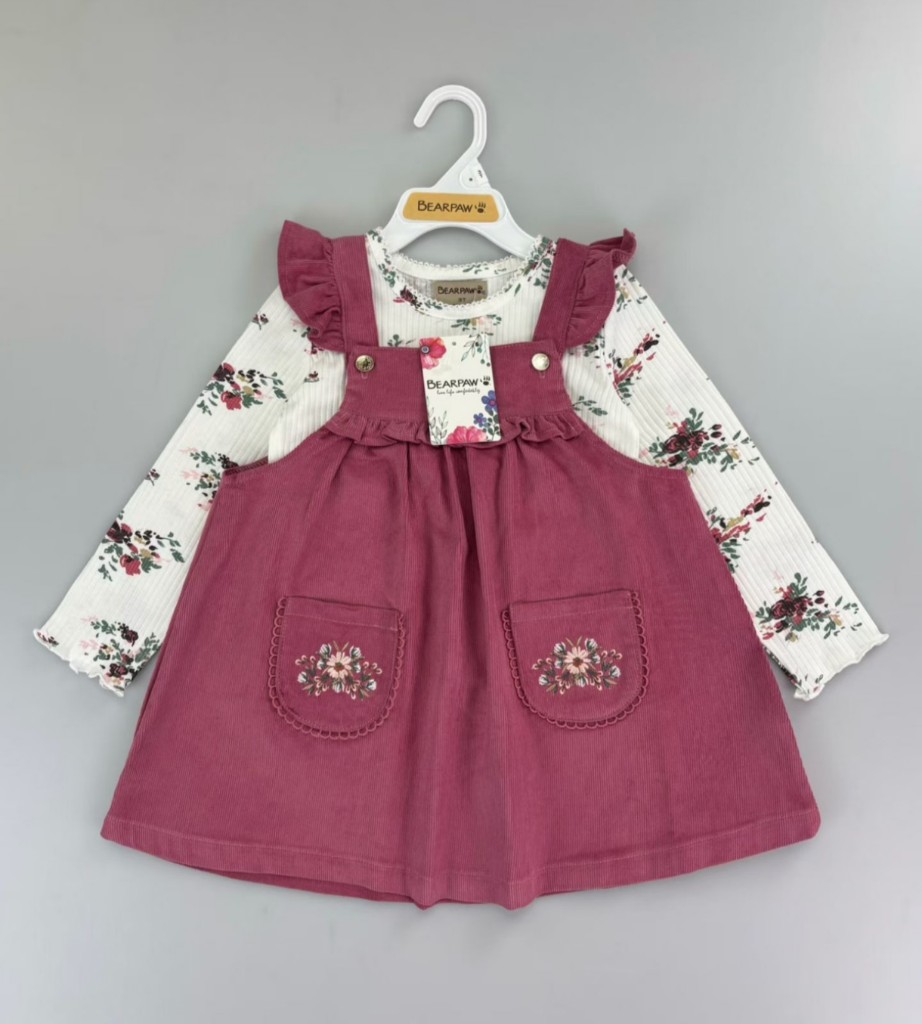 Vestido jardinera cotele burdeo