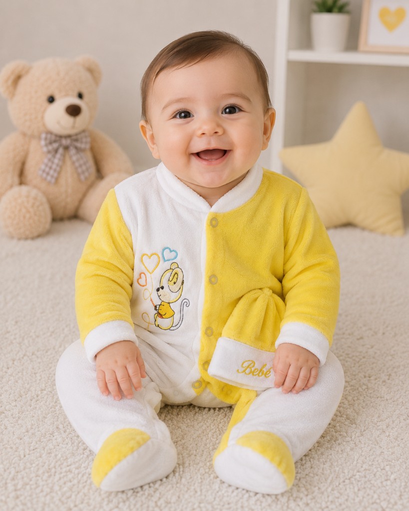 Enterito plush unisex amarillo 0-3m