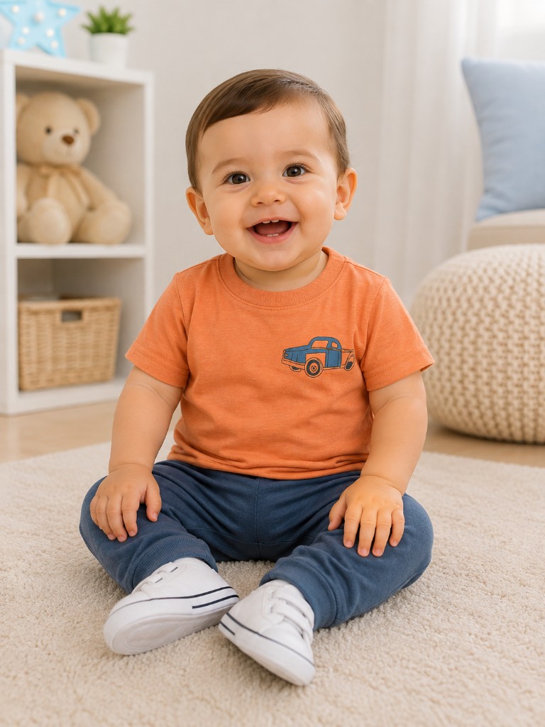 Polera Niño naranja auto