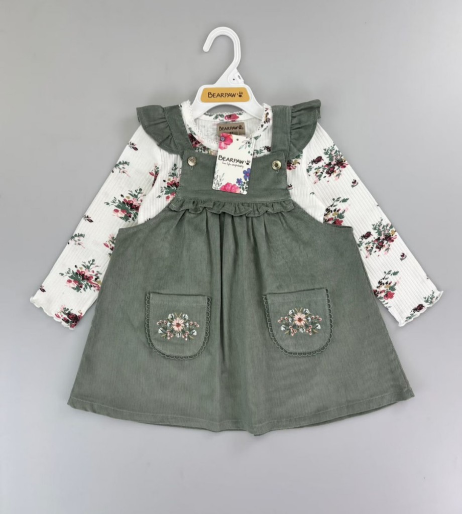 Vestido jardinera cotele verde