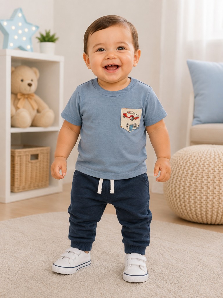 Polera Niño azul auto